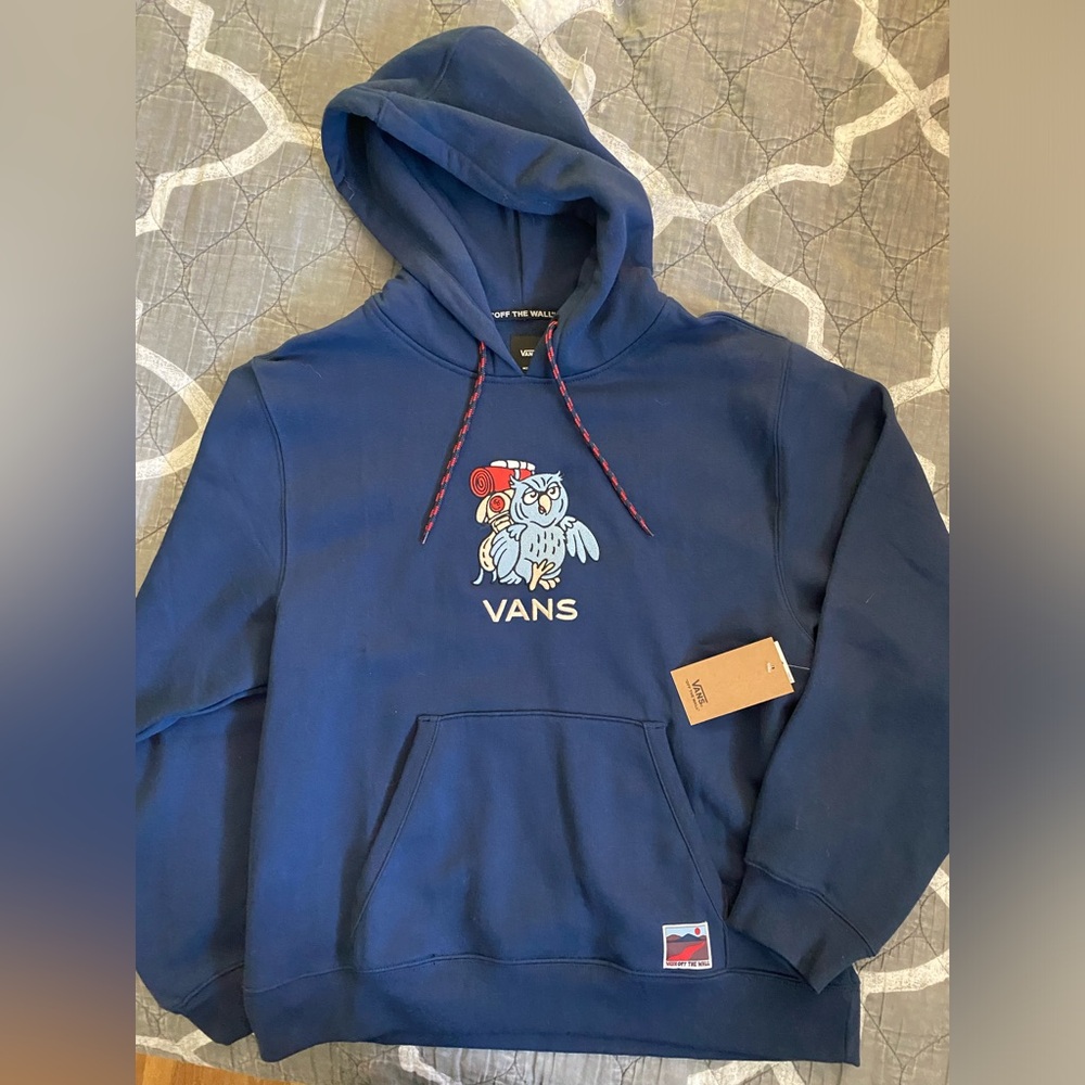 *VANS BLOWOUT!*  Vans Outdoor Hoodie Embroidered Owl Navy Blue Mens Size M NWT